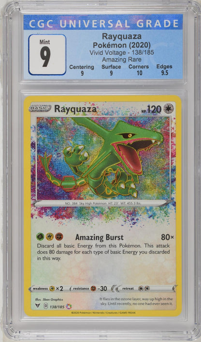 Rayquaza 138/185 - Vivid Voltage - Amazing Rare - CGC 9