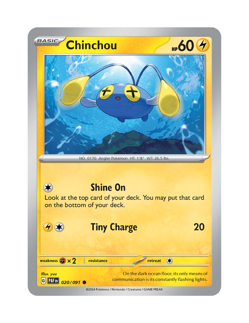 Chinchou - 020/091 - Paldean Fates - Common - Reverse Holo