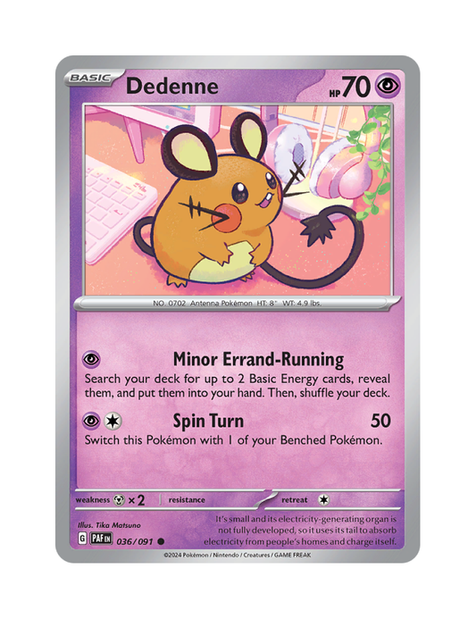 Dedenne - 036/091 - Paldean Fates - Common - Reverse Holo