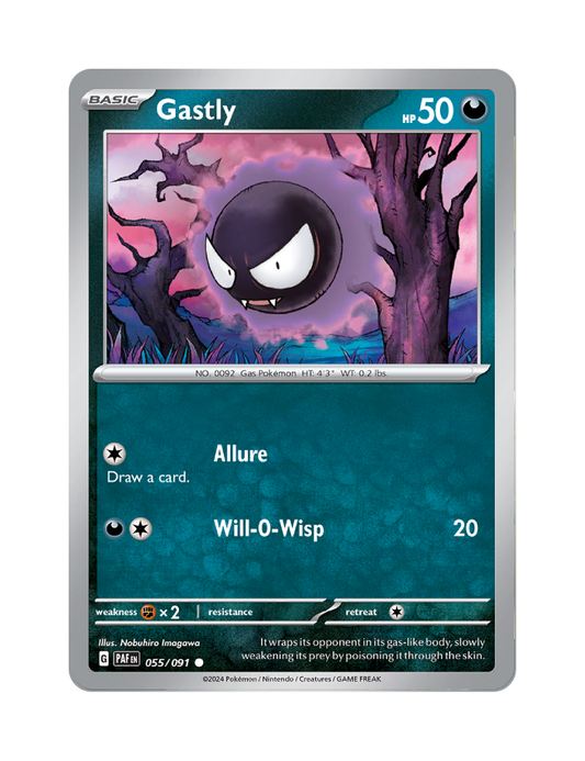 Gastly - 055/091 - Paldean Fates - Common - Reverse Holo