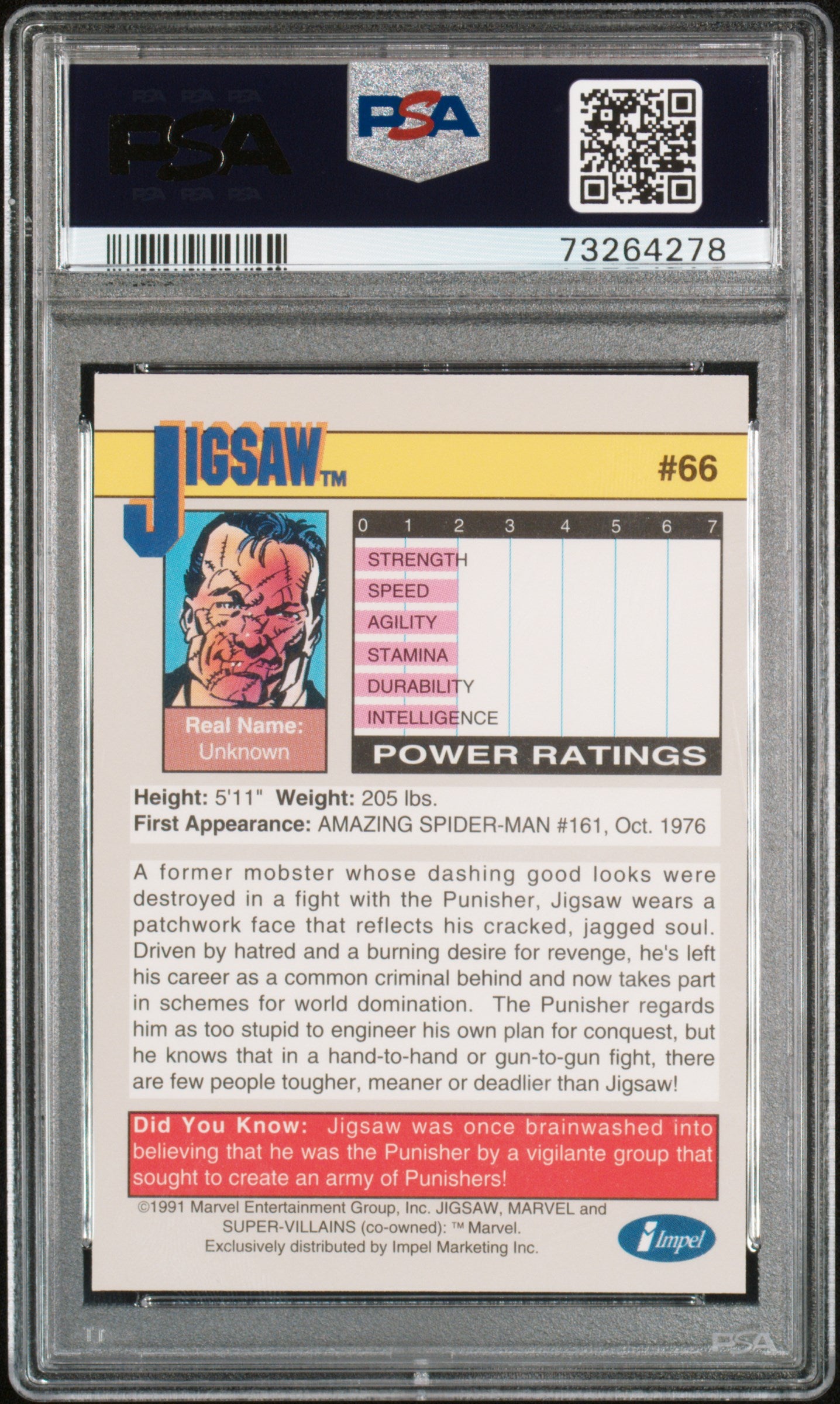 Jigsaw #66 - Impel 1991 Marvel Universe - PSA 8