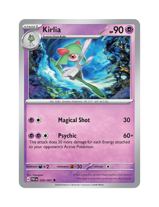 Kirlia - 028/091 - Paldean Fates - Uncommon - Reverse Holo