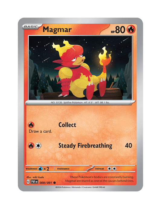 Magmar - 009/091 - Paldean Fates - Common - Reverse Holo