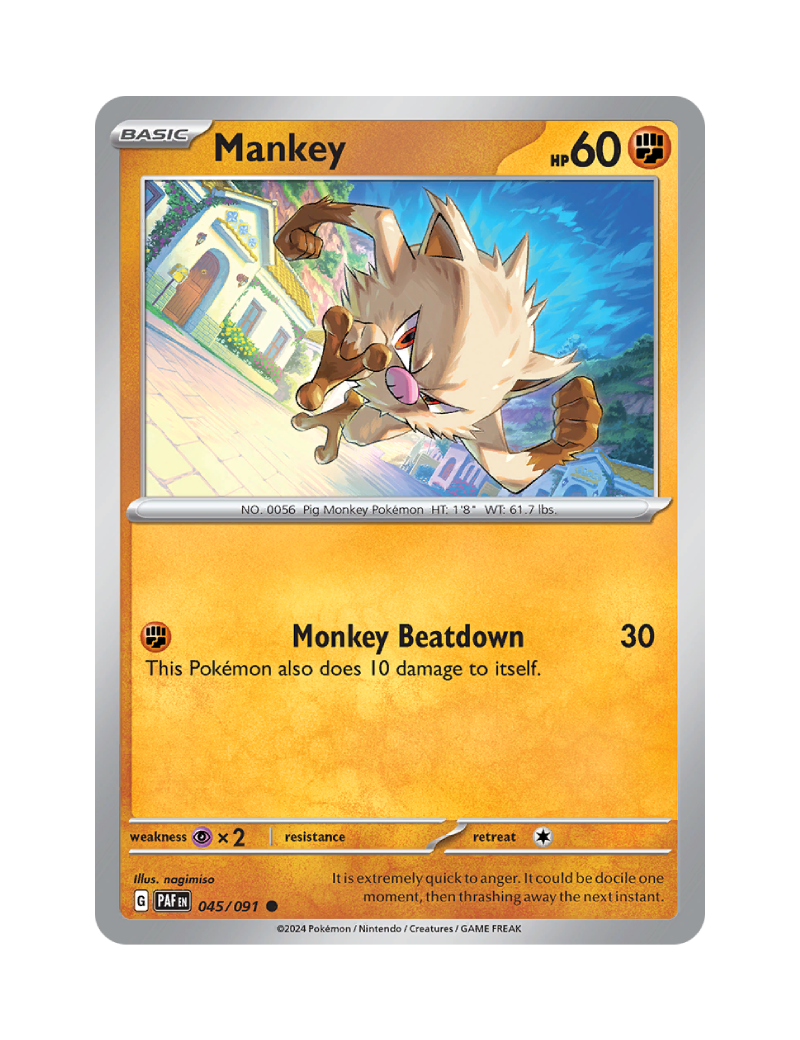 Mankey - 045/091 - Paldean Fates - Common - Reverse Holo