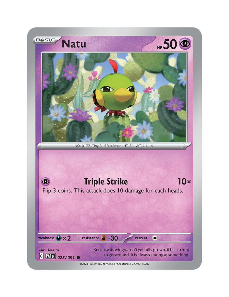 Natu - 025/091 - Paldean Fates - Common - Reverse Holo