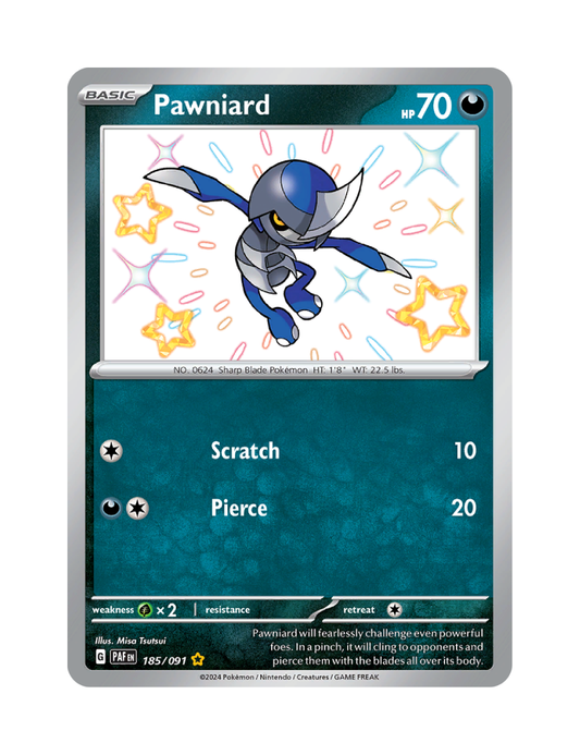 Pawniard - 185/091 - Paldean Fates - Shiny Rare