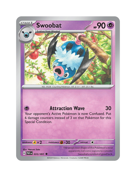 Swoobat - 033/091 - Paldean Fates - Uncommon - Reverse Holo