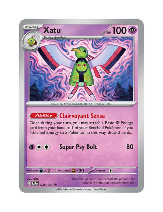 Xatu - 026/091 - Paldean Fates - Rare - Reverse Holo