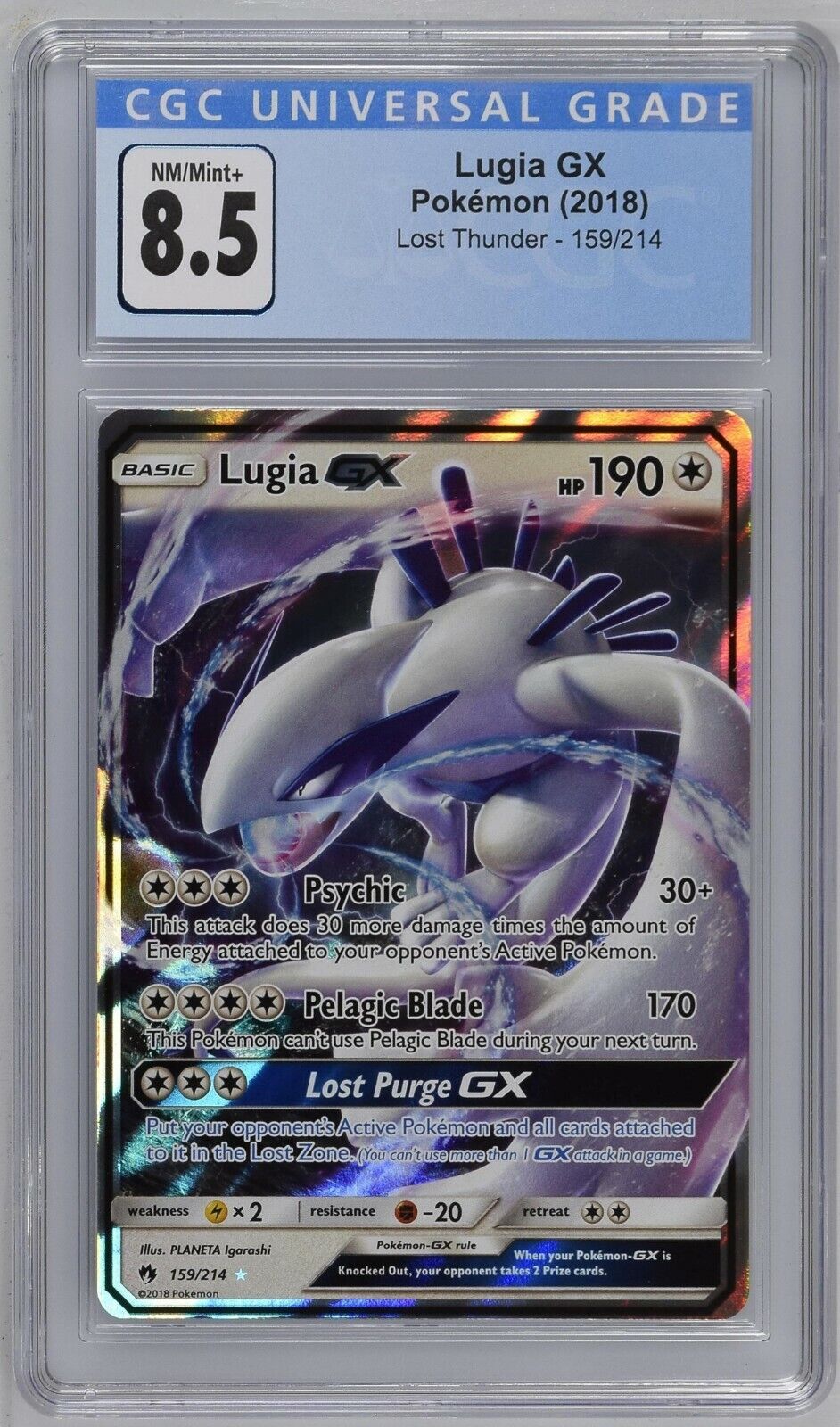 Lugia GX 159/214 - Lost Thunder - Secret Rare - CGC 8.5